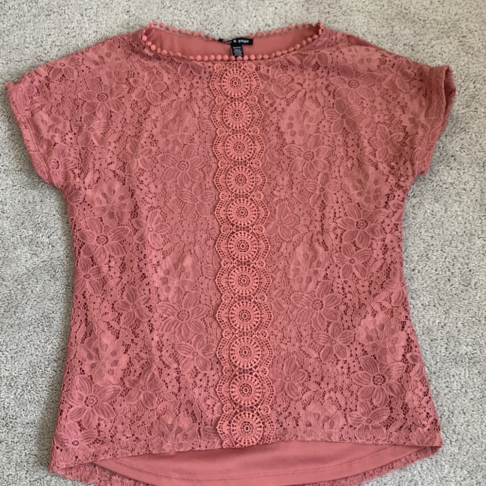 Lined Blush Floral Blouse Cold Shoulder Size M